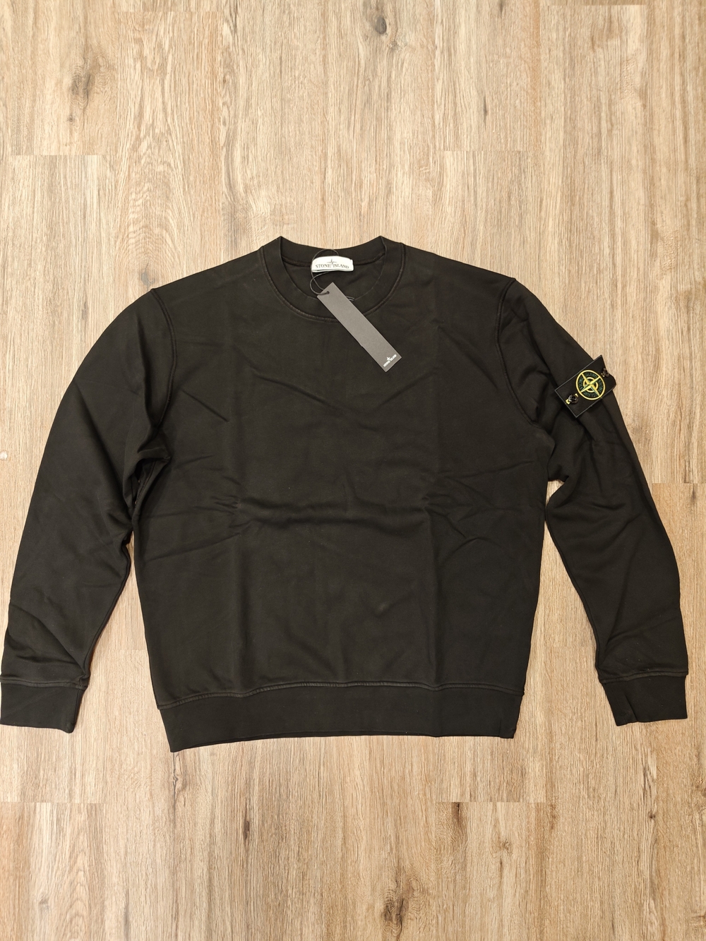 [TOP] Stone Island Black Crewneck Pullover with Compass Patch